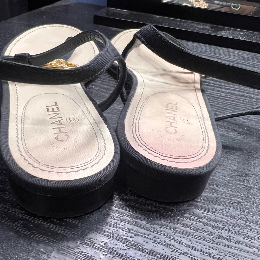 Chanel sandals with Gold logo hardware. NOT ACCEPTING OFFERS‼️ - Picture 3 of 3